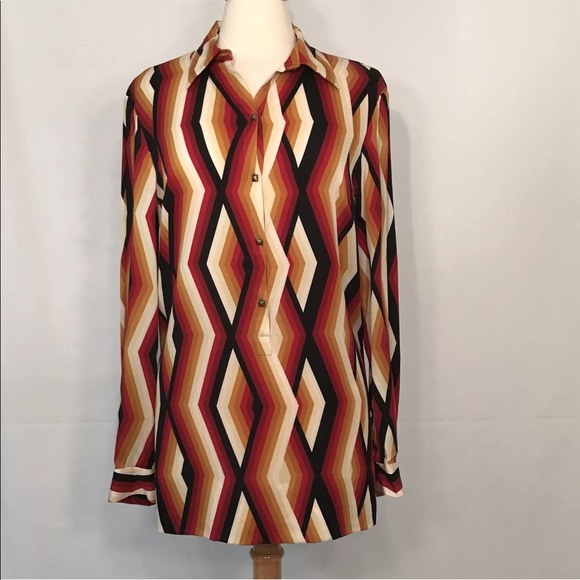 Anne Klein Tops - Anne Klein Striped Half Button Up Casual Shirt